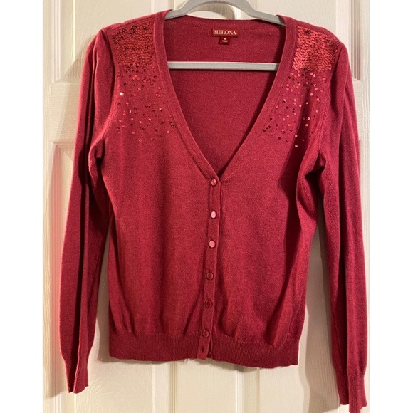 Merona berry/pink cardigan with sequin detail - Picture 1 of 5